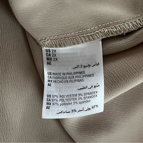 Alfani Rich Champagne Button Down Elegant Blouse with Tie Women’s 2X - Picture 9 of 15